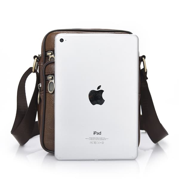 Læder skuldertaske til mænd Crossbody taske afslappet tote sling