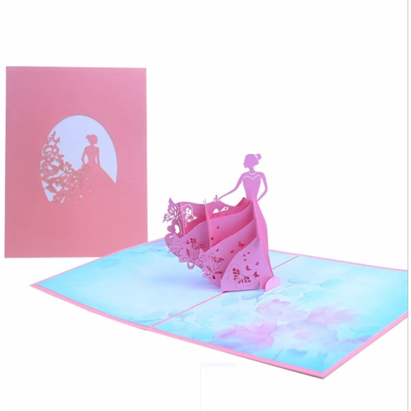 3D-pop up -kortti kirjekuorella ystävänpäiväksi, syntymäpäiväksi, häihin