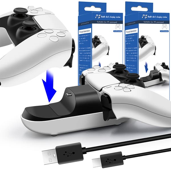 Ladestasjon for PS5-kontrollerhåndtak, USB-lader