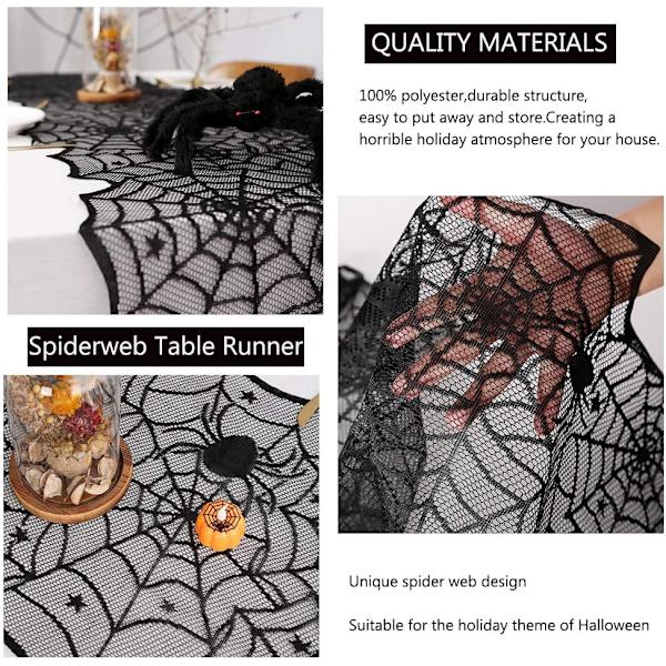 Halloween Bordløber 2 Stykker 18x72 Tommer Spindelvæv Bordløber