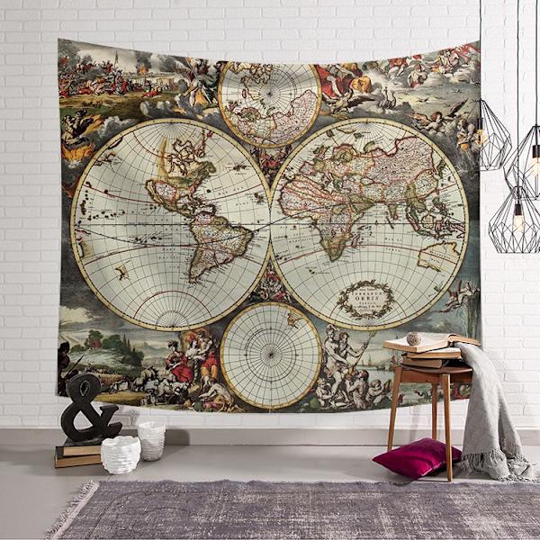Historiallinen Atlas-seinävaate Vanha maailmankartta Ta