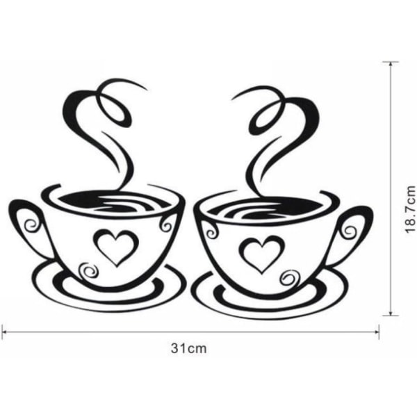 Set med 5 väggdekaler med kaffekoppdesign för hemmet, köket