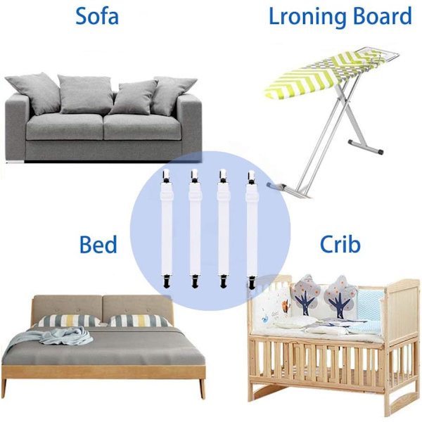 8 stk (60 cm til 200 cm) Justerbare Spændebånd til Lagen, Hold Fast
