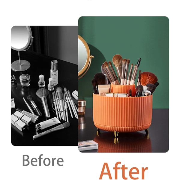 ##/Svingbar Penselholder - Orange, Makeup Pensel Opbevaring, 360 Grader Sving##/