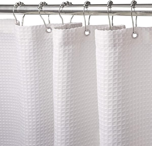 Waffle Bruseforhæng (Hvid 180*200cm), Badekar Skimmelsikkert Fab