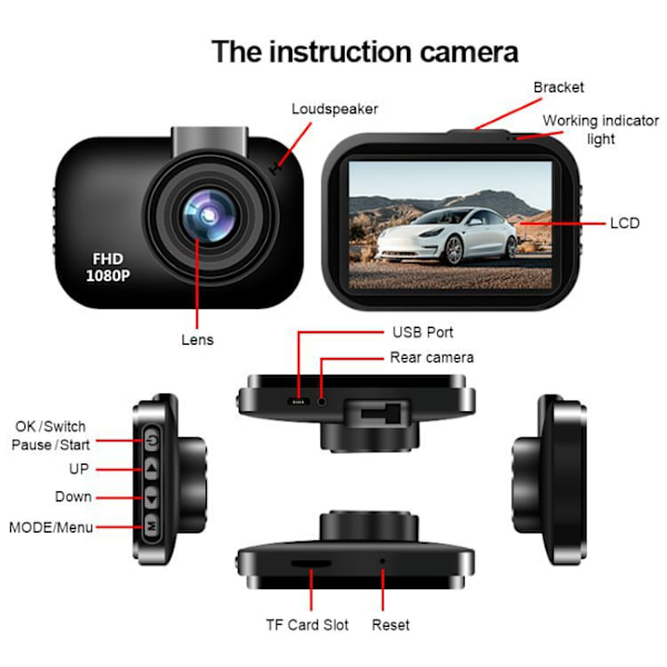 Bilopptaker Forbedret dobbel opptak med 1080P 2 linser