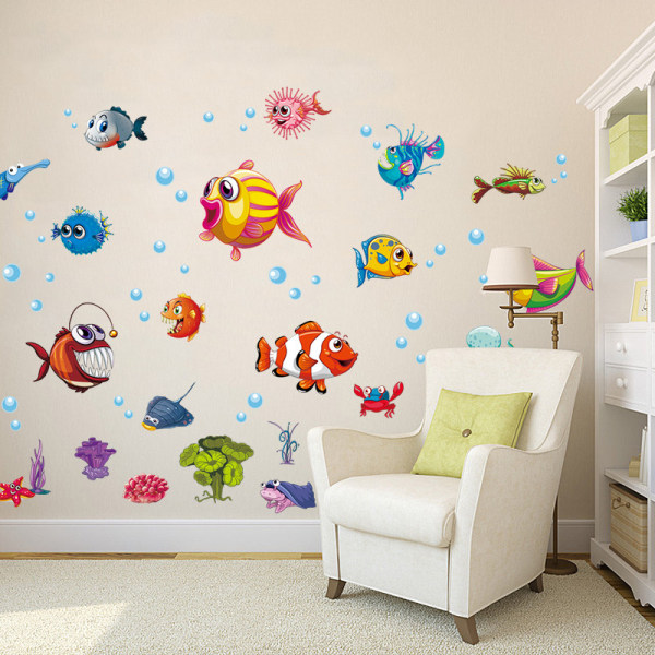 /#/Under the Sea Kids Wall Stickers Sea Animals Dolphin Fish Sticker Wall Decor for Kids Room Baby Nursery Bathroom/#/