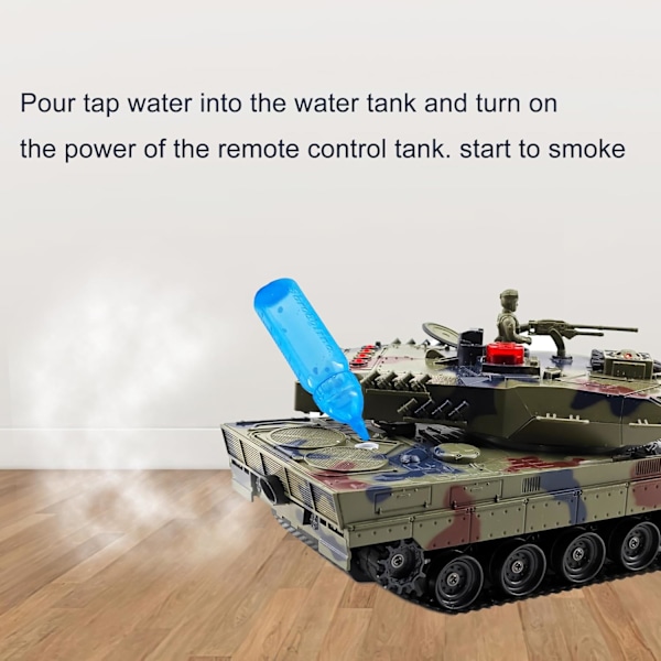 Fjernstyret Tank til Drenge Militærtank med Røg, Lys & Lyde