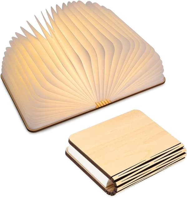 LED Træboglampe, Foldbar og Magnetisk Boglampe Ide, USB Genopladelig