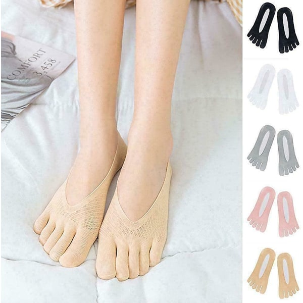 5 Par Separata Tå Fem-Fingersockor Andningsbara Damtå