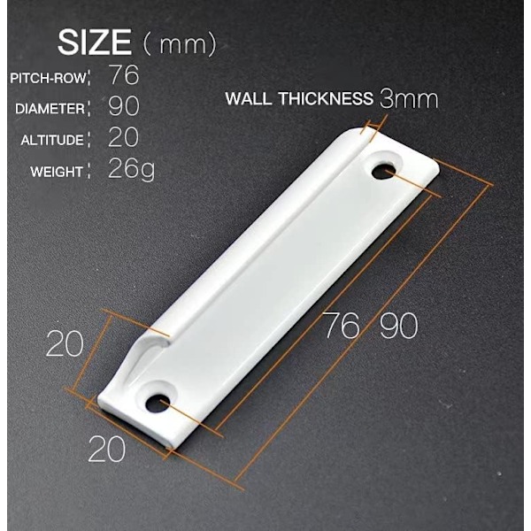 2 stk (Hvit) Aluminium Håndtak - Skyvedørhåndtak - Balkong
