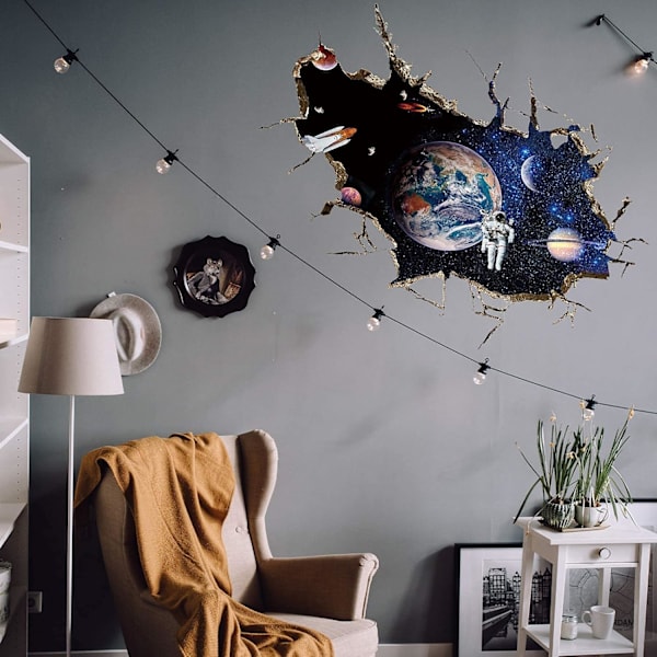 ##/3D Planet Galaxy Astronaut Väggdekaler, Avtagbara Universum Rymd##/