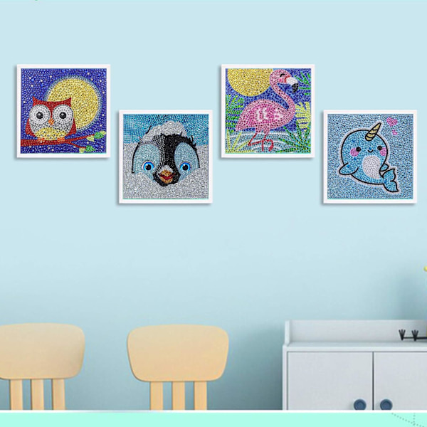 Fyra Pack Uggla Serie Barn DIY 5D Diamantmålning efter Siffror Set