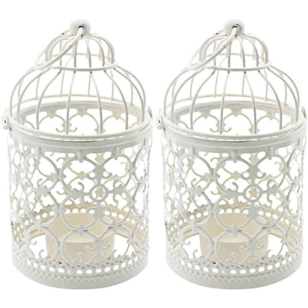 2 stycken dekorativ prydnad för fågelbur för ljushållare, (vit-8 *