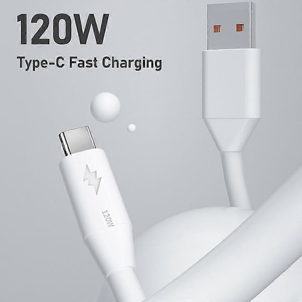Datakabel Sikker Hurtig Opladning 120W Type-C Mobiltelefon Datalinje Opladerledning til Hjemmet C