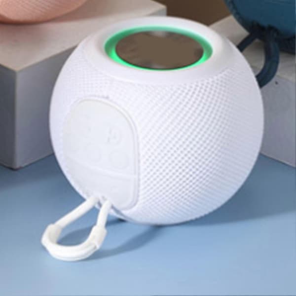 Bluetooth Trådlös Högtalare Mini Portabel Tyg Uppladdningsbar Högtalare för Hem Sovsal Fest Vit