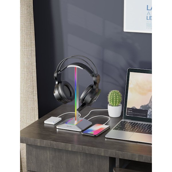 Hovedtelefonholder RGB Headset Holder med 2 USB