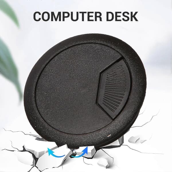 2 st 50mm Diameter Skrivbord Tråd Sladd Kabel Genomföringar Hålskydd Svart