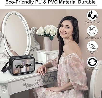 Läpinäkyvä toilettilaukku matkoille, PVC-matkakassi