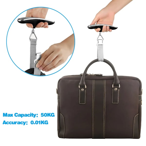 Reisevekt for bagasje, bærbar digital bagasjevekt maks 50 kg/110 lb