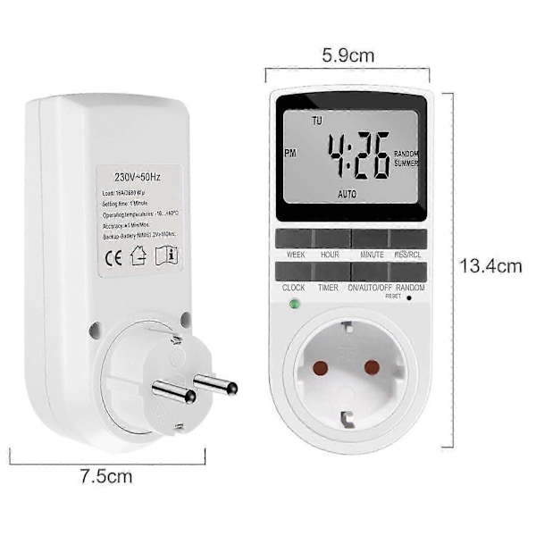 EU Timer Bryterkontakt Dobbelpakke - Energibesparende Smarte Plugger