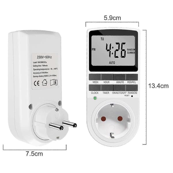 EU Timer Switch Stikdåse Dobbeltpakke - Energibesparende Smart Stik