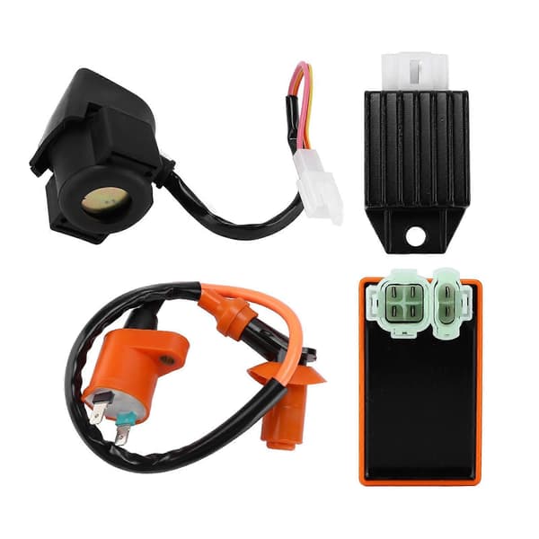 6-benet CDI-modul Tændspole 4-benet ensretter Starterrelæ Solenoid til 4-takts 50cc 70cc 90cc 110cc 125cc ATV