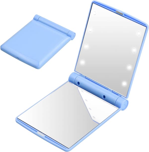 ##/Fällbart LED-fickspegel - Himmelblå, fickresepegel##/