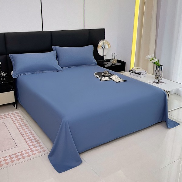 ##/Enkel dobbelt sengetøj i ensfarvet, børstet stof, 230x250cm##/