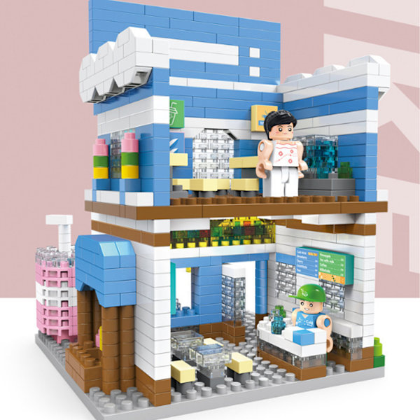 Byggeklods mini byscene, kold drikkevarebutik, 800PCS