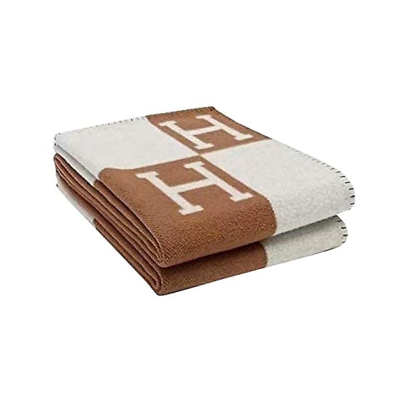 ##/Rutig H-filt i kashmirblandning, virkad, bärbar, khaki##/