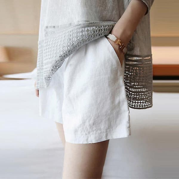 Baggy sommer strandshorts for kvinner, ensfarget Boho Mini Pant Lounge Hawaii elastisk midje