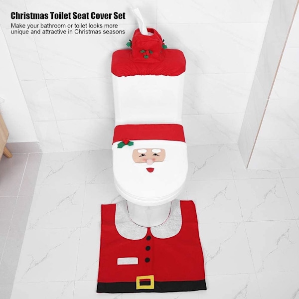 ##/3-delad toalettdekor - Tomten, Toalettlock, Toalettmatta##/