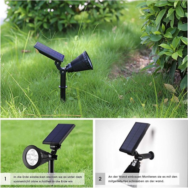LED solcellelampe LED solcellysspot (2 stk. varm hvid) spotlight