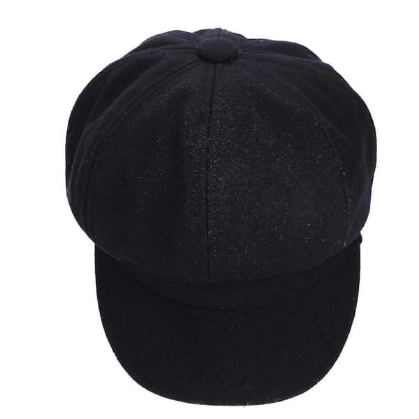 Baker Boy Cap Hatt For Kvinner Jente Bereter Franske Beanies Cap Hatter 8-panel Varm Ull Avisgutthelse Black