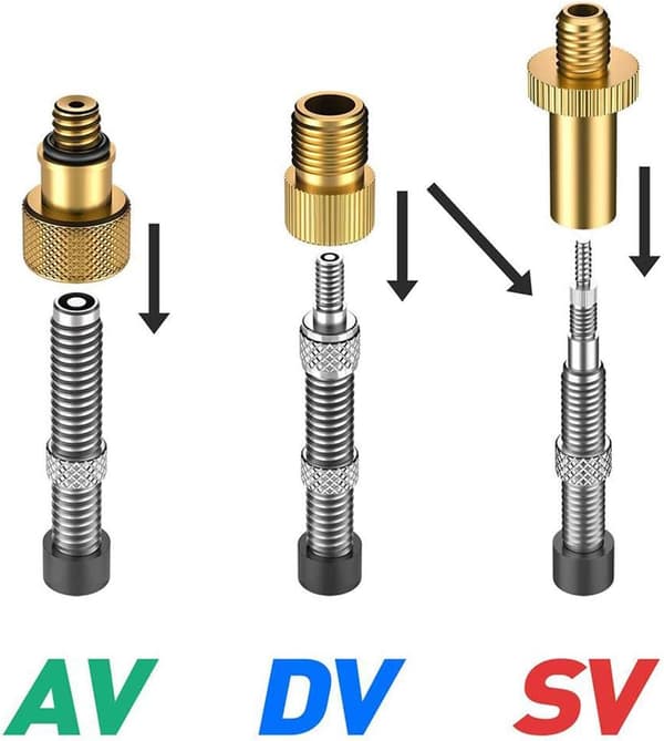DV SV AV sykkelventil adaptersett, sykkelventil adapter, bil v
