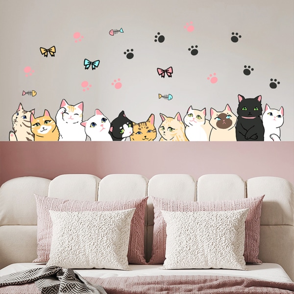 Wall Stickers Cute Cat Wall Stickers Mural Decals for Soveværelse Liv