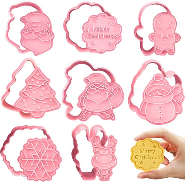 ##/Jul-Pepparkaksformar Set med 8, 3D Plast Pepparkaksformar, Barn##/