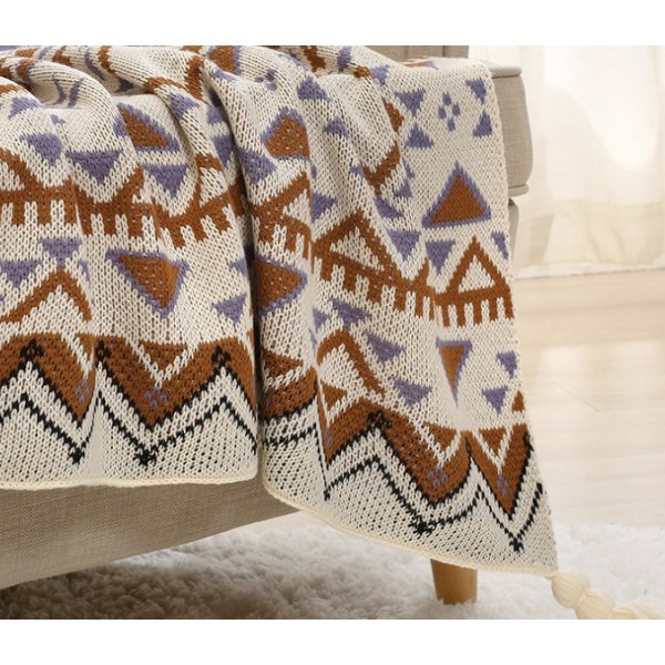 1 Stycke 127x152cm Stickad Rutig Pläd Mjuk Bekväm Hållbar