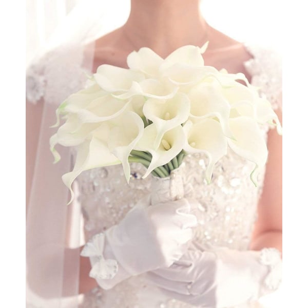 Kunstig Latex Blomsterbukett, 20 Calla Liljer, Realistisk Følelse