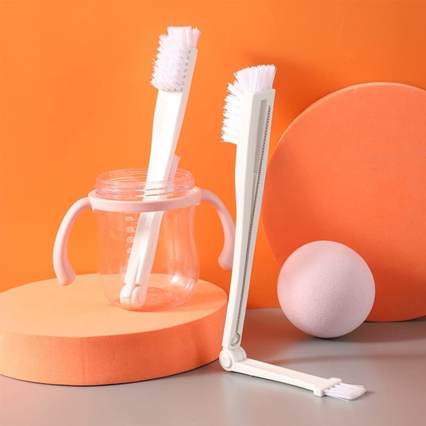 3-pack Multifunktionell Flaskborste - 3 Flaskor och Sugrör Penslar, Spaltborste