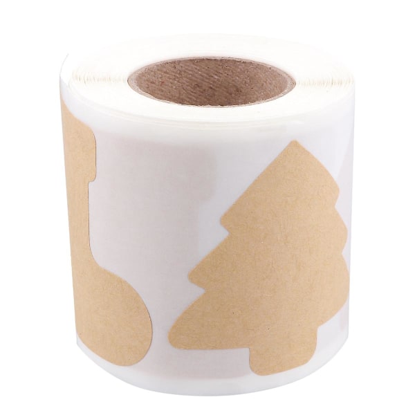 1 Rulle 300 st Delikat Kraftpapper Förseglingsetiketter Kreativa Unika Juldesign Självhäftande Etikettetiketter Presentförpackningsetiketter