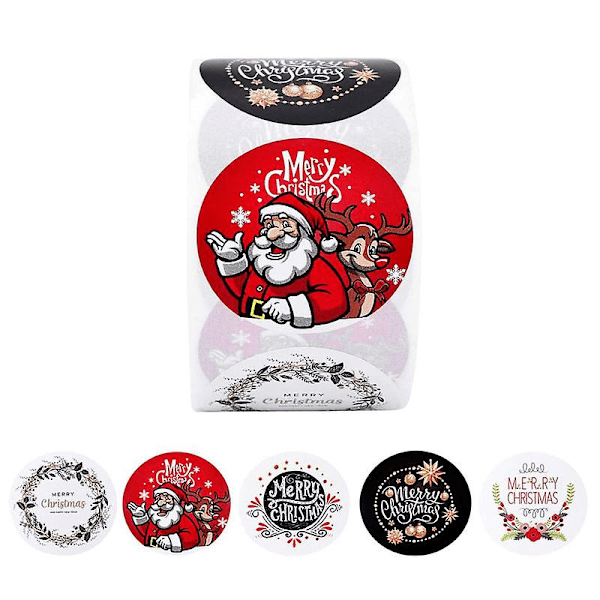 &2X500pcs christmas xmas 5 design santa claus sticker merry christmas plant flower adhesive label&