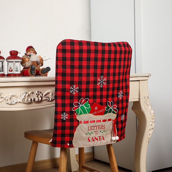 ##/Jouluinen ruudullinen tuolinpäällinen, 2 kpl, 50 x 46 cm, C##/