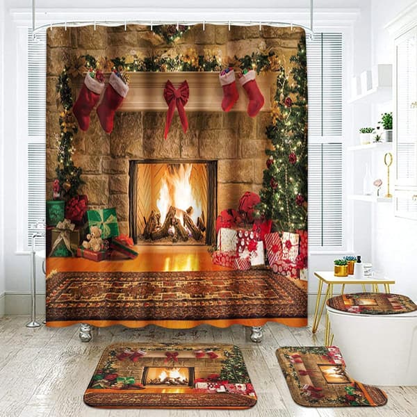 4-delad duschdraperisets, God Jul God Jul