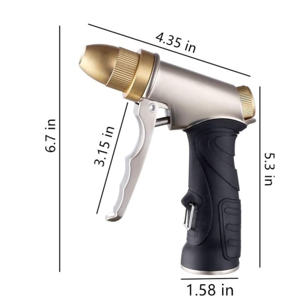 Hageslange Sprøytepistol med Messingdyse, Høytrykksdyse