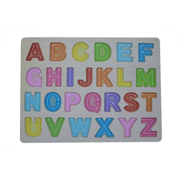 29,5*22*1,2cm (Alfabetisk Puslespil), Træ Alfabetisk Puslespil ABC Bogstaver