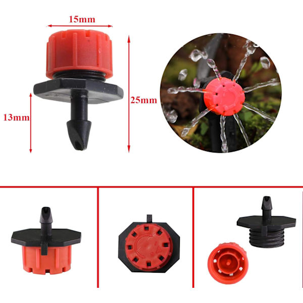 200 stk. 1/4 tommer justerbare mikro-dryp-vandingssystem sprinkler