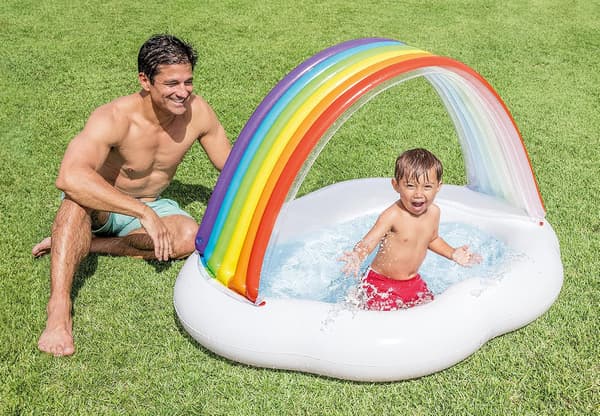 1,42m*1,19m*84cm Regnbue Sky Inflatable Baby Pool, til aldre 1-