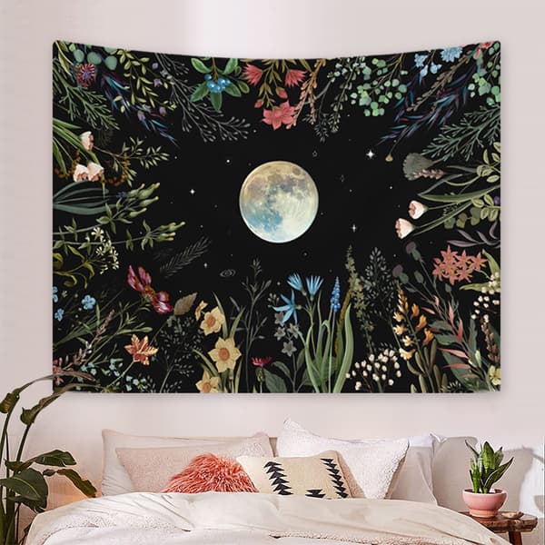 130x150cm Väggbonad med månskensgård för naturdekoration